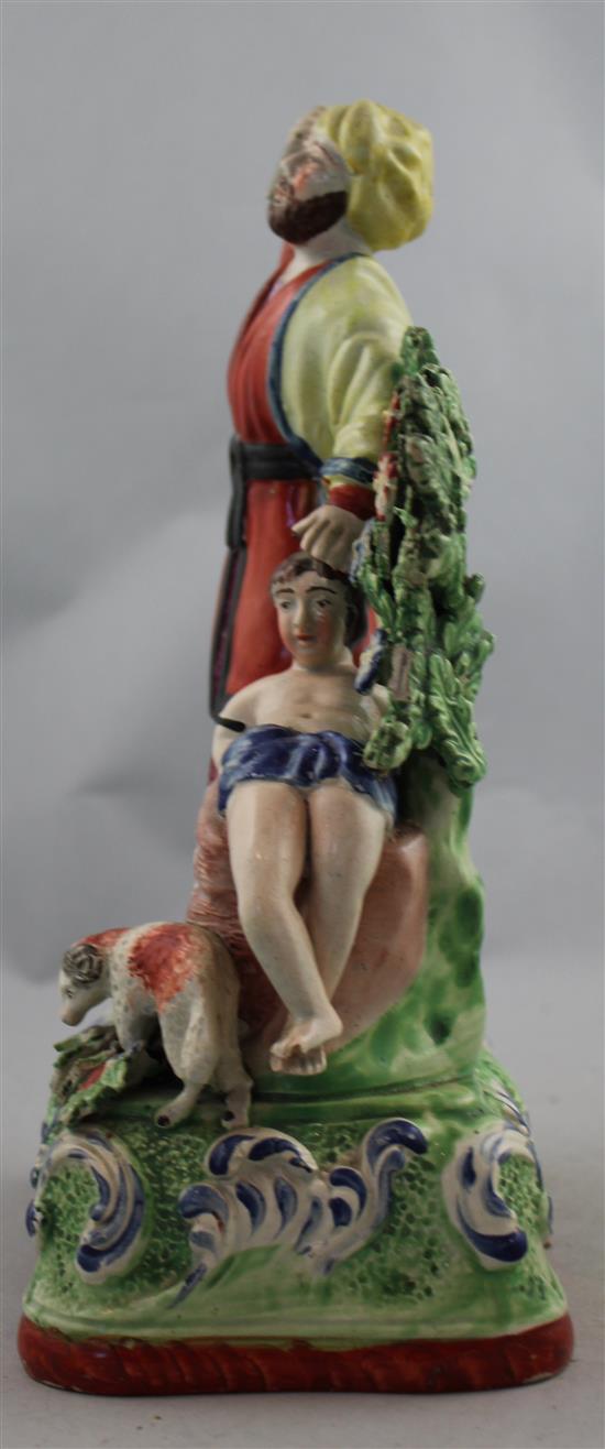 A Staffordshire pearlware biblical group, c.1820, 17.5cm
